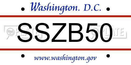 SSZB50 District Of Columbia License Plate