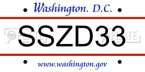 SSZD33 District Of Columbia License Plate