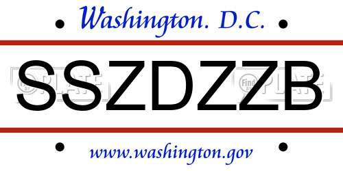SSZDZZB District Of Columbia License Plate