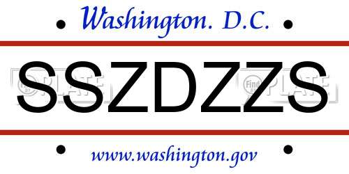 SSZDZZS District Of Columbia License Plate