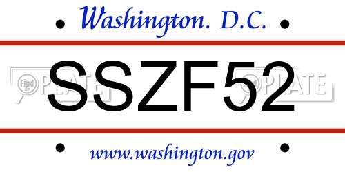SSZF52 District Of Columbia License Plate