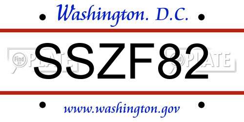 SSZF82 District Of Columbia License Plate