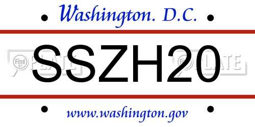SSZH20 District Of Columbia License Plate