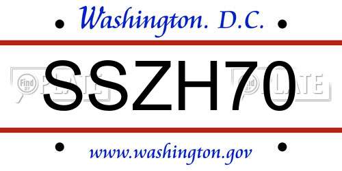 SSZH70 District Of Columbia License Plate