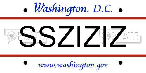 SSZIZIZ District Of Columbia License Plate