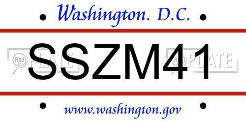 SSZM41 District Of Columbia License Plate