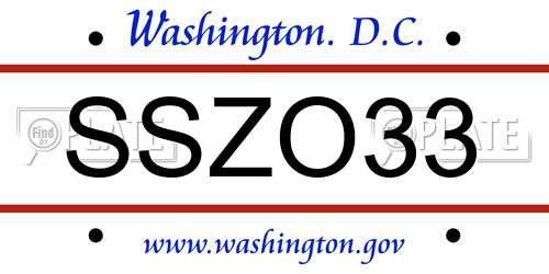 SSZO33 District Of Columbia License Plate