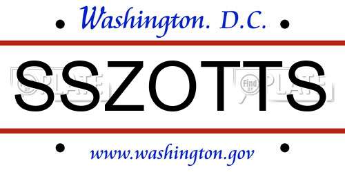 SSZOTTS District Of Columbia License Plate