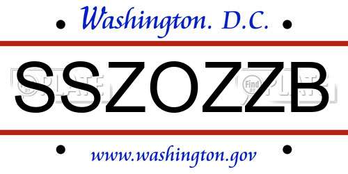 SSZOZZB District Of Columbia License Plate