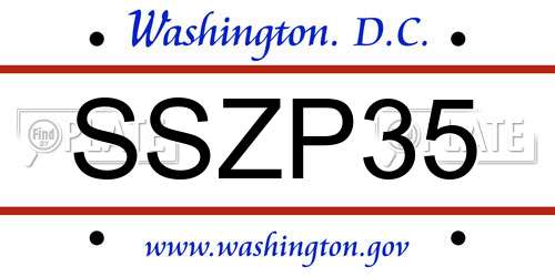SSZP35 District Of Columbia License Plate