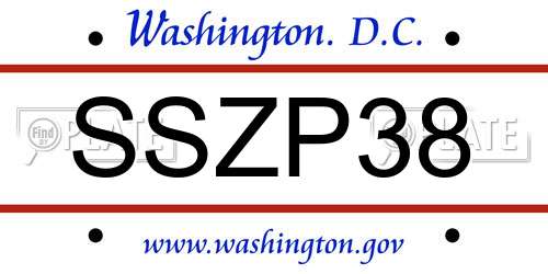 SSZP38 District Of Columbia License Plate