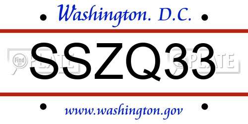 SSZQ33 District Of Columbia License Plate