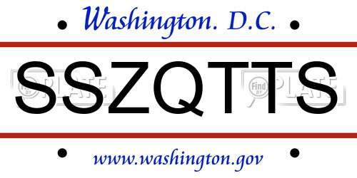 SSZQTTS District Of Columbia License Plate