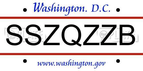 SSZQZZB District Of Columbia License Plate