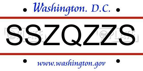 SSZQZZS District Of Columbia License Plate