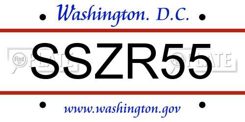 SSZR55 District Of Columbia License Plate