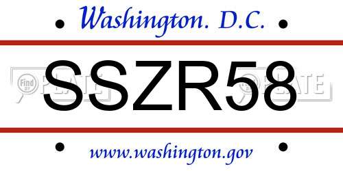 SSZR58 District Of Columbia License Plate