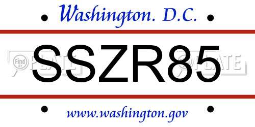 SSZR85 District Of Columbia License Plate