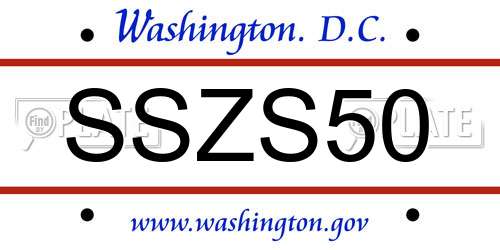SSZS50 District Of Columbia License Plate