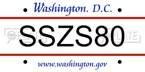 SSZS80 District Of Columbia License Plate