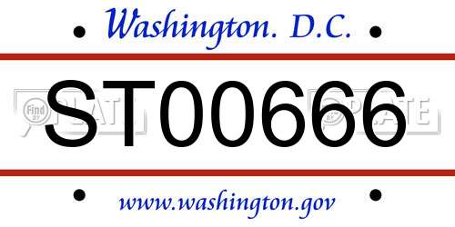 ST00666 District Of Columbia License Plate