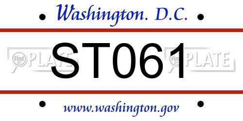 ST061 District Of Columbia License Plate