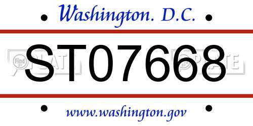 ST07668 District Of Columbia License Plate