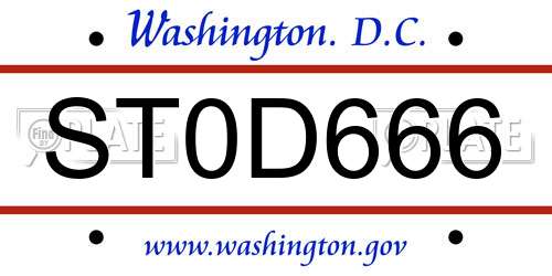 ST0D666 District Of Columbia License Plate