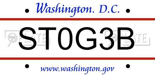 ST0G3B District Of Columbia License Plate
