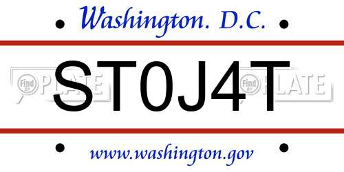 ST0J4T District Of Columbia License Plate