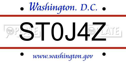 ST0J4Z District Of Columbia License Plate