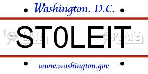 ST0LEIT District Of Columbia License Plate