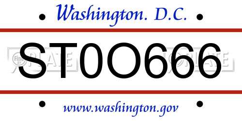 ST0O666 District Of Columbia License Plate
