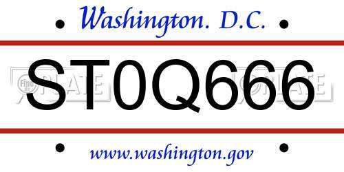 ST0Q666 District Of Columbia License Plate