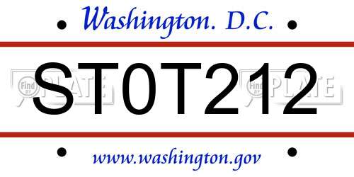 ST0T212 District Of Columbia License Plate