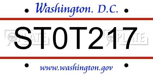 ST0T217 District Of Columbia License Plate