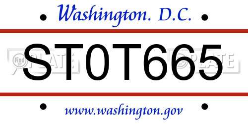 ST0T665 District Of Columbia License Plate
