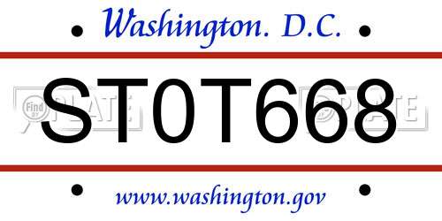 ST0T668 District Of Columbia License Plate
