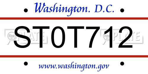 ST0T712 District Of Columbia License Plate