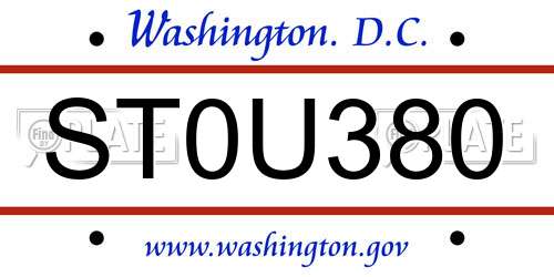 ST0U380 District Of Columbia License Plate