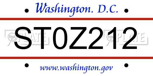 ST0Z212 District Of Columbia License Plate
