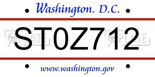 ST0Z712 District Of Columbia License Plate