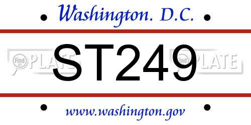 ST249 District Of Columbia License Plate