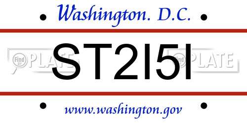 ST2I5I District Of Columbia License Plate