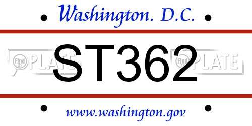 ST362 District Of Columbia License Plate