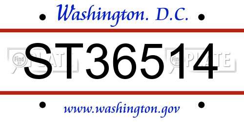 ST36514 District Of Columbia License Plate