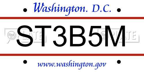 ST3B5M District Of Columbia License Plate