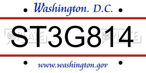 ST3G814 District Of Columbia License Plate