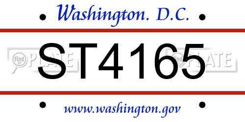 ST4165 District Of Columbia License Plate