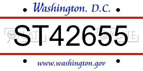 ST42655 District Of Columbia License Plate